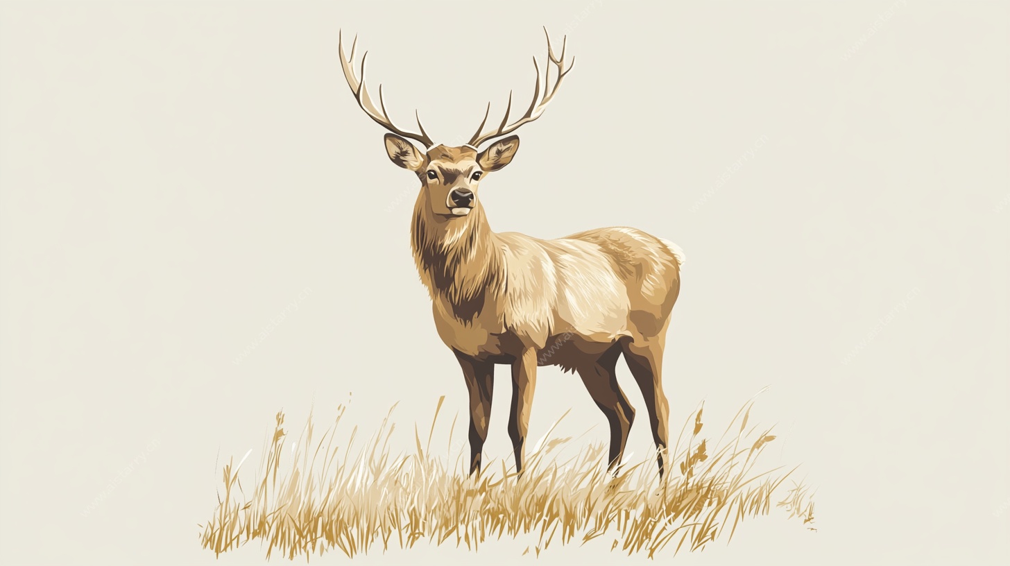 站立的雄鹿插画