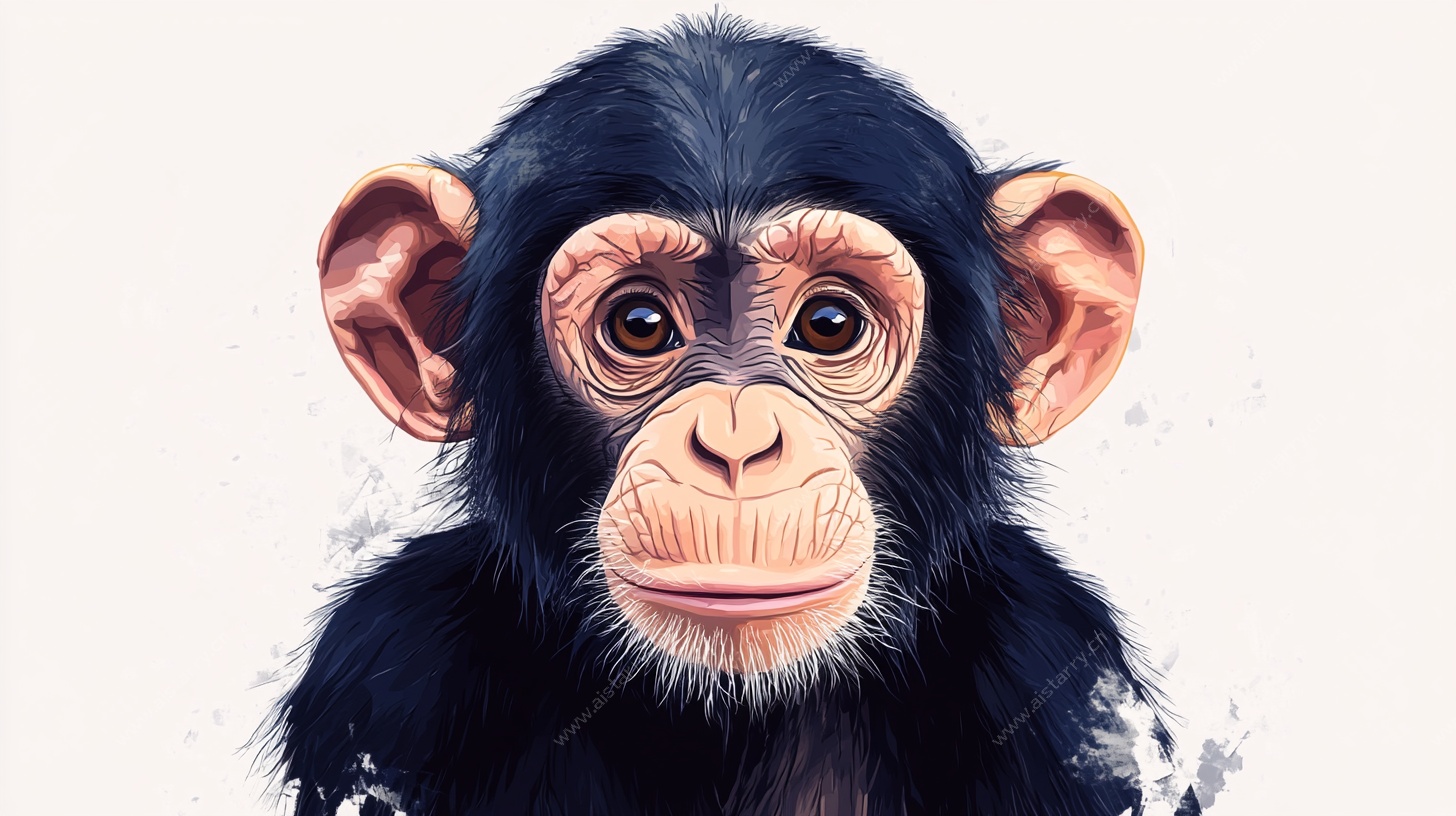 可爱黑猩猩肖像画