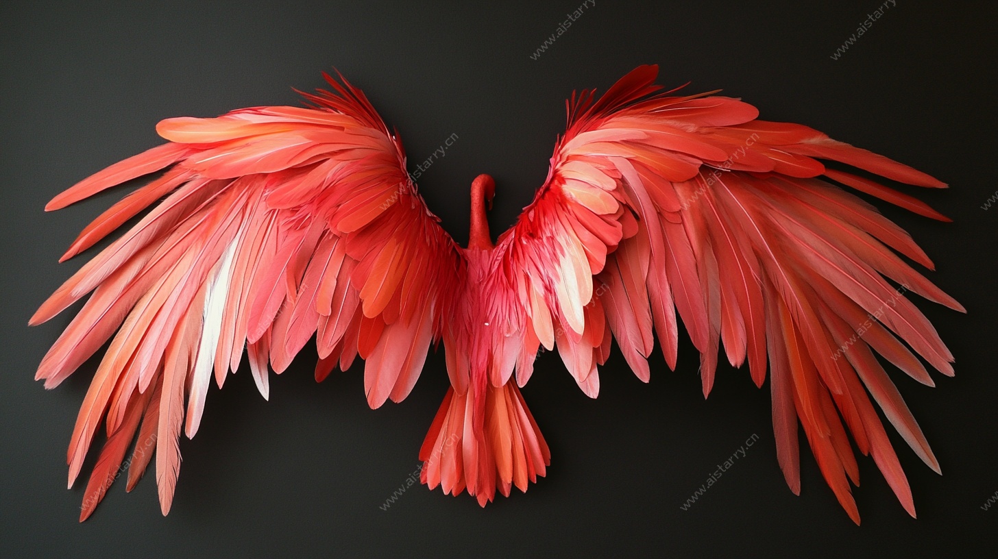 红色羽翼雕塑艺术作品