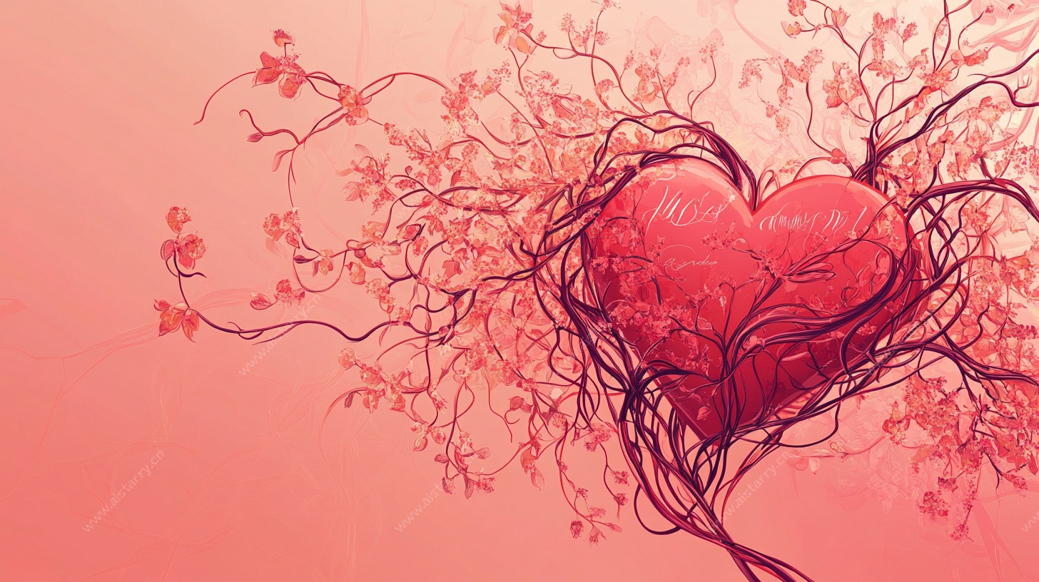 爱心绽于繁花树枝间