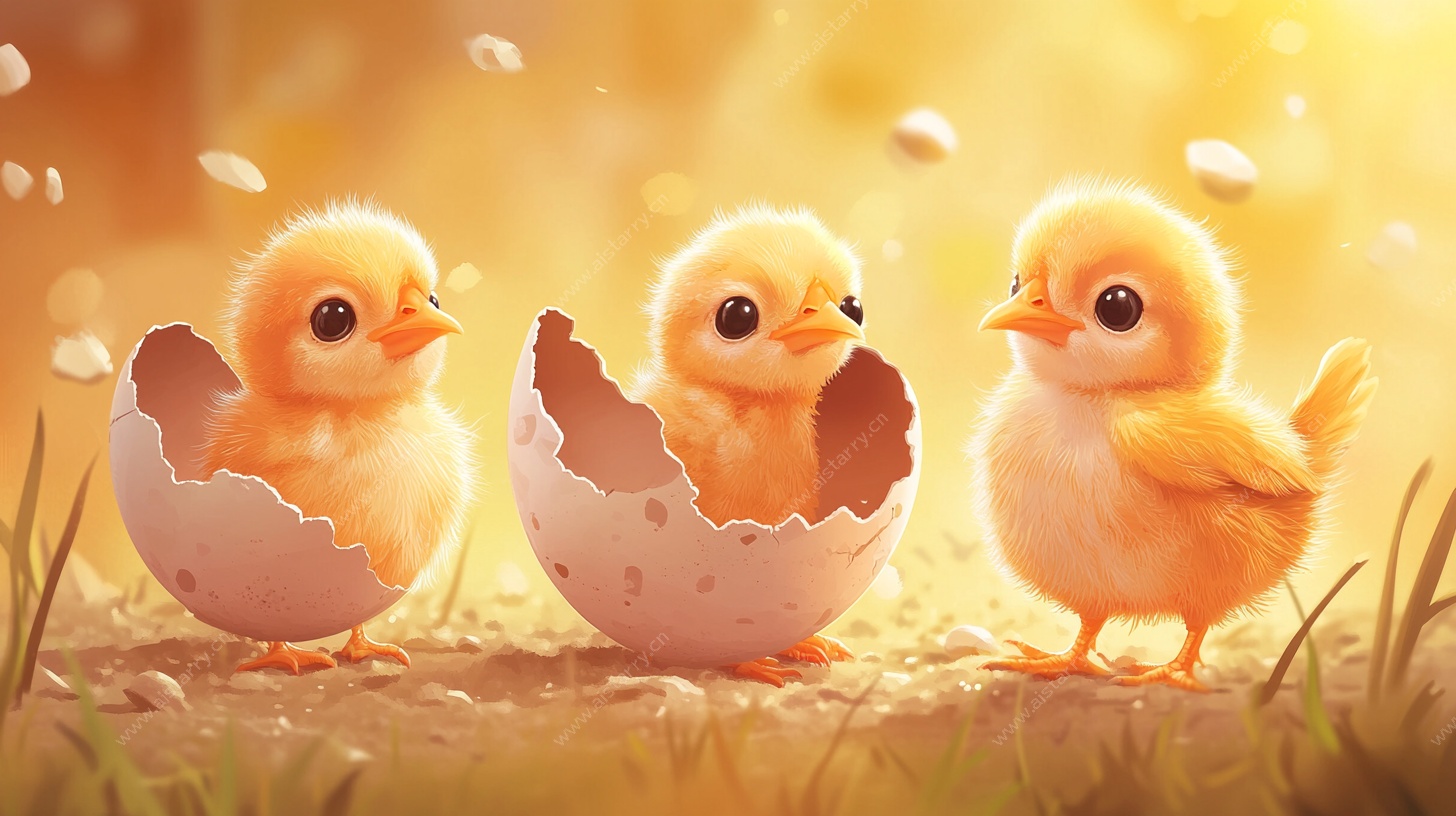 破壳而出的可爱小黄鸡