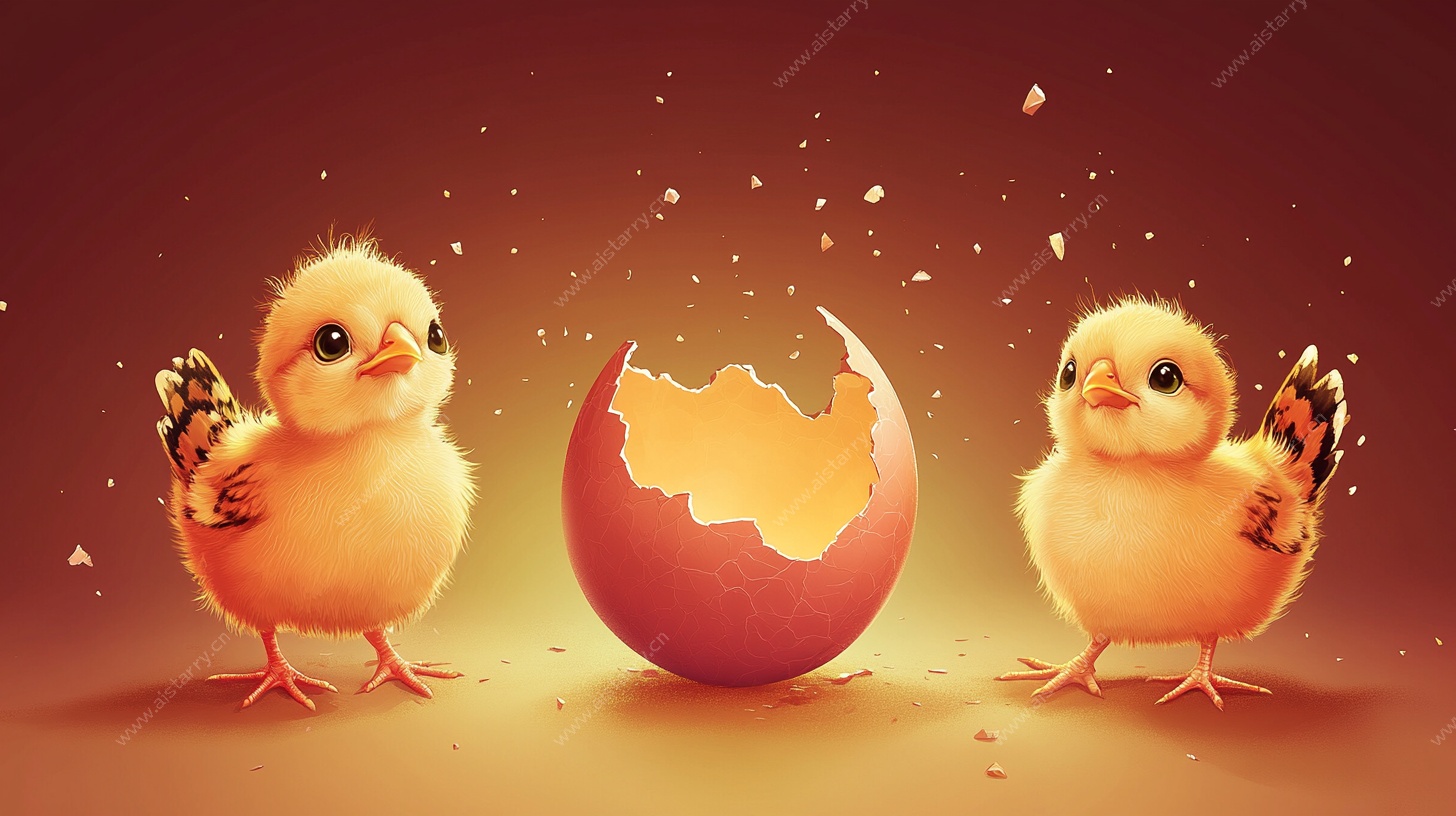 破壳小鸡萌趣插画