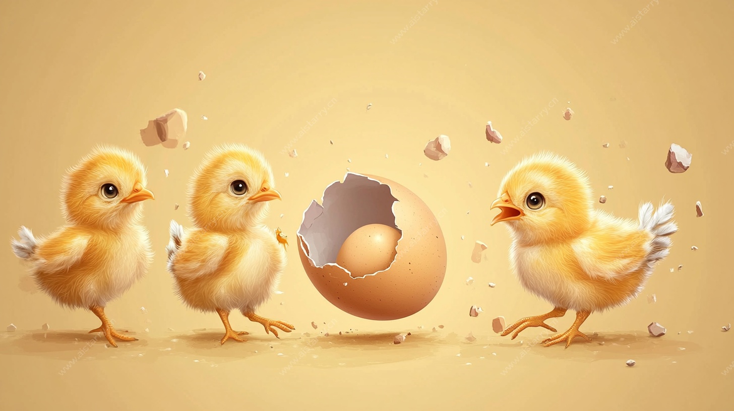 破壳而出的可爱小黄鸡