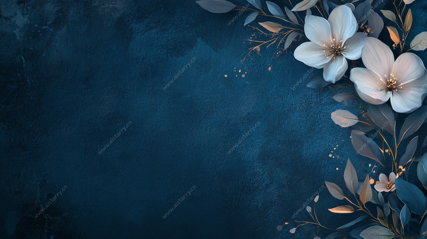 蓝底花卉装饰背景图