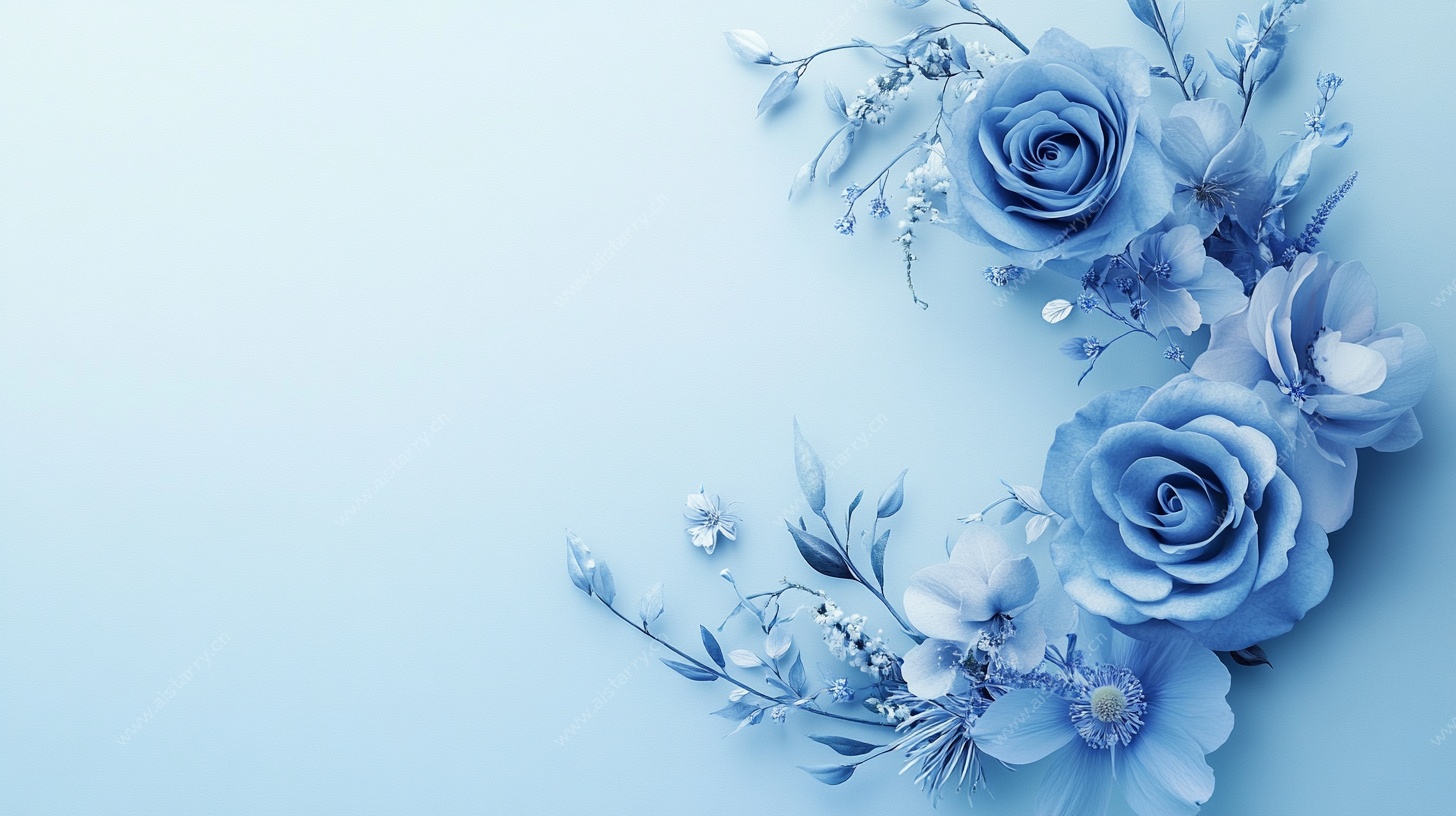 蓝色花卉浪漫装饰图案