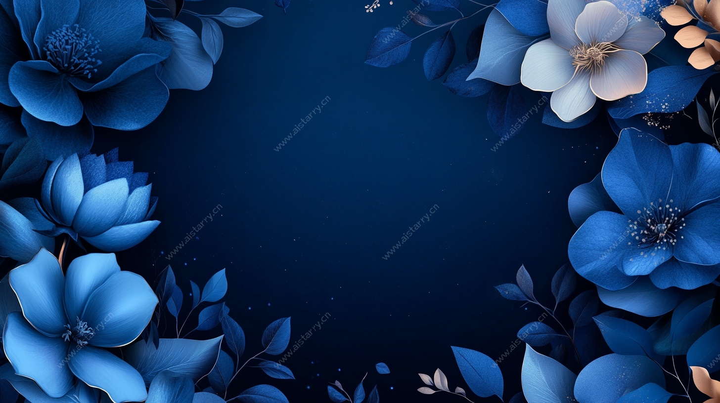 蓝色花卉梦幻背景图