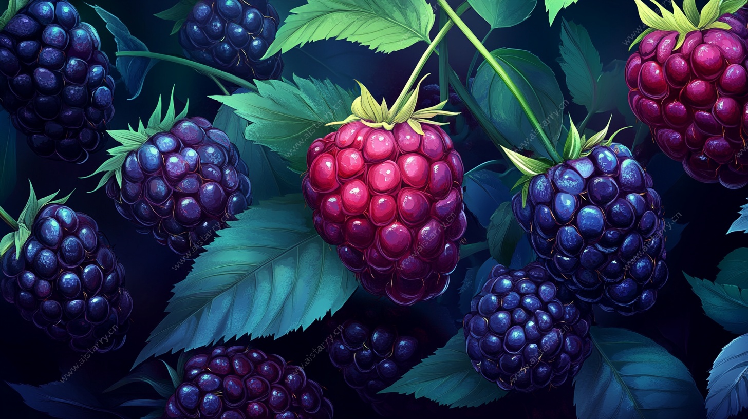 饱满桑葚插画图