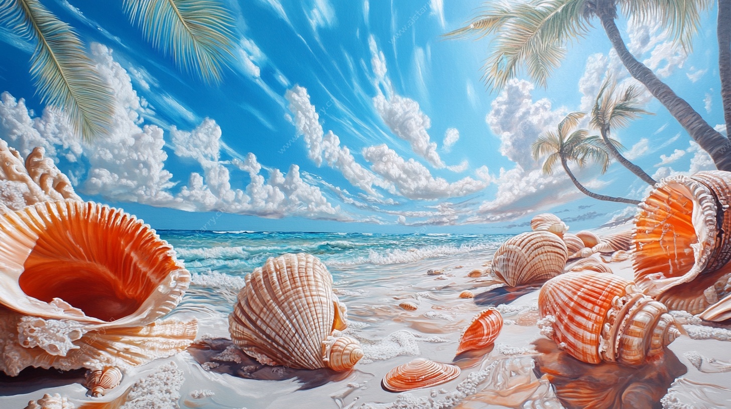 海边贝壳风景插画