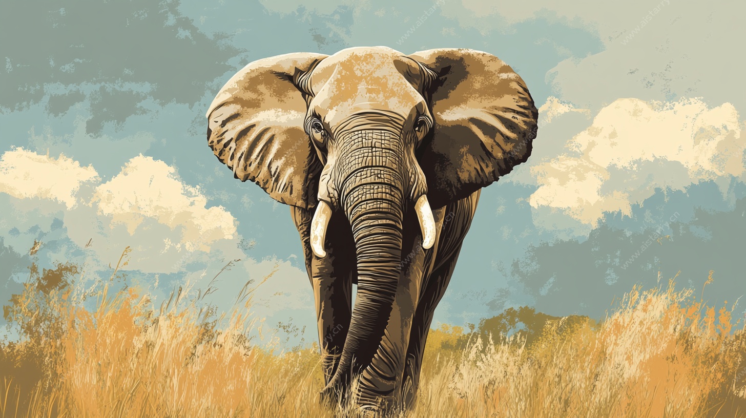 草原上的独行大象