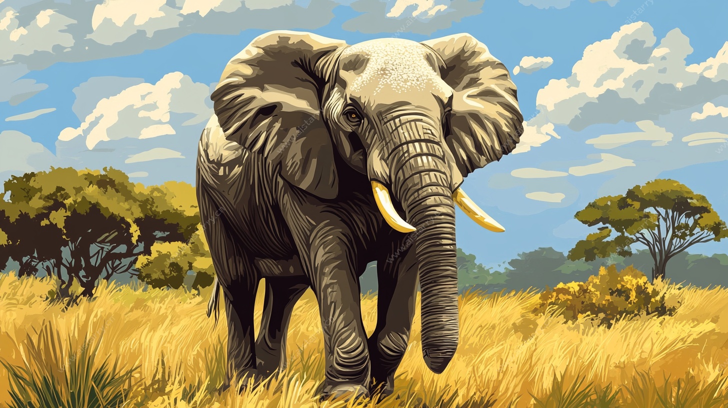 草原上的独行大象