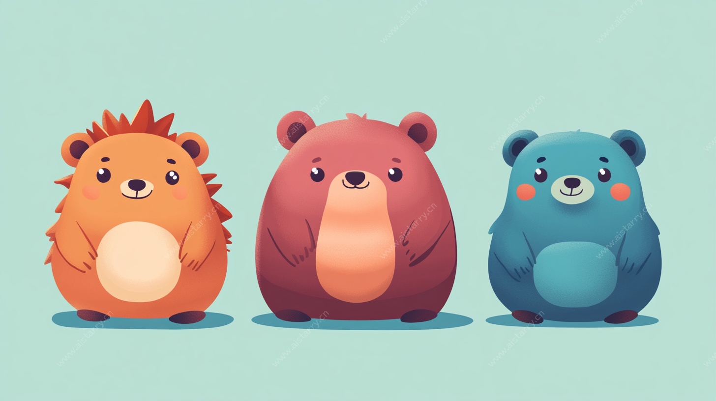 三只可爱小动物插画