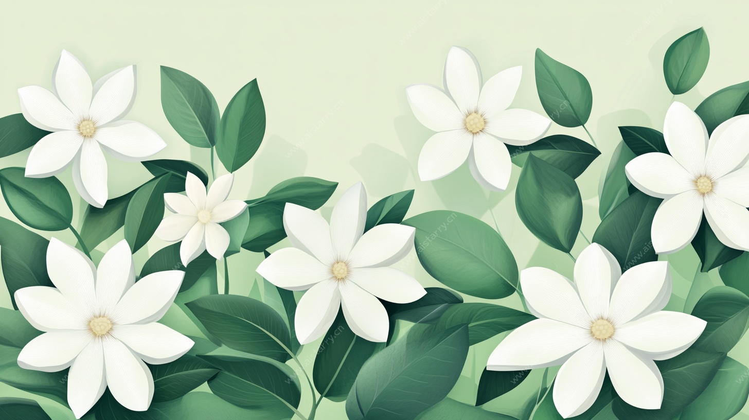 清新茉莉花插画背景图