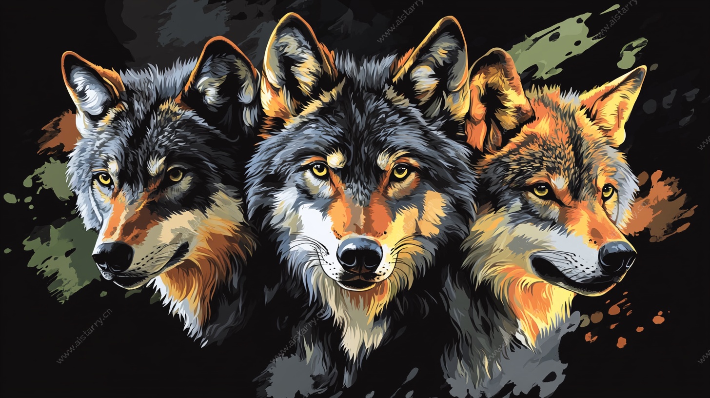 三只狼的艺术插画