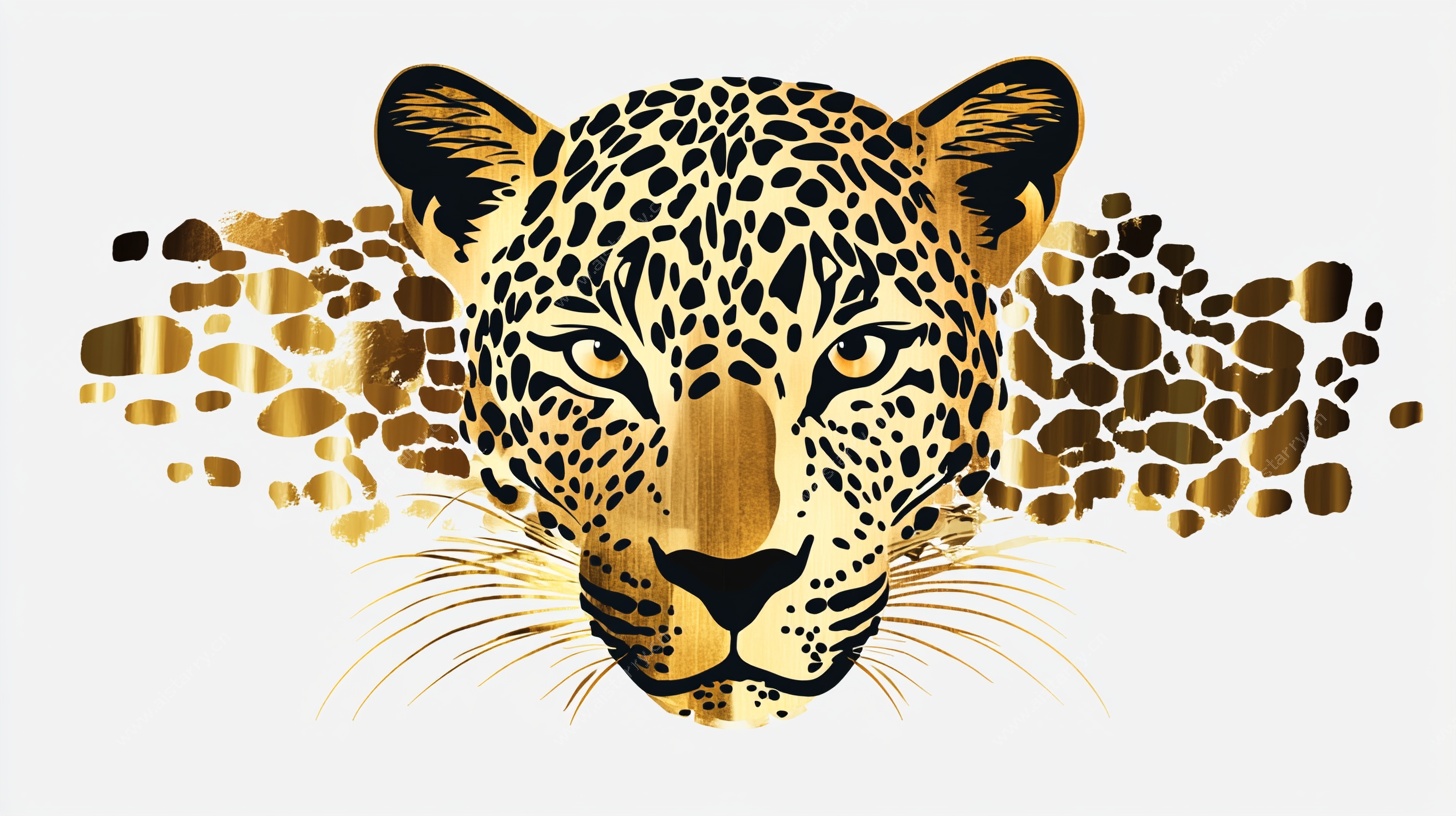 金色豹头插画