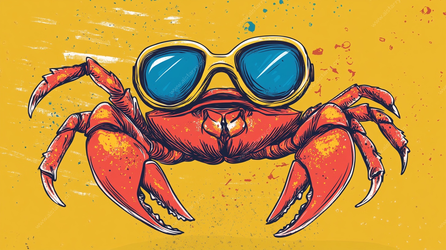 戴墨镜的潮酷螃蟹
