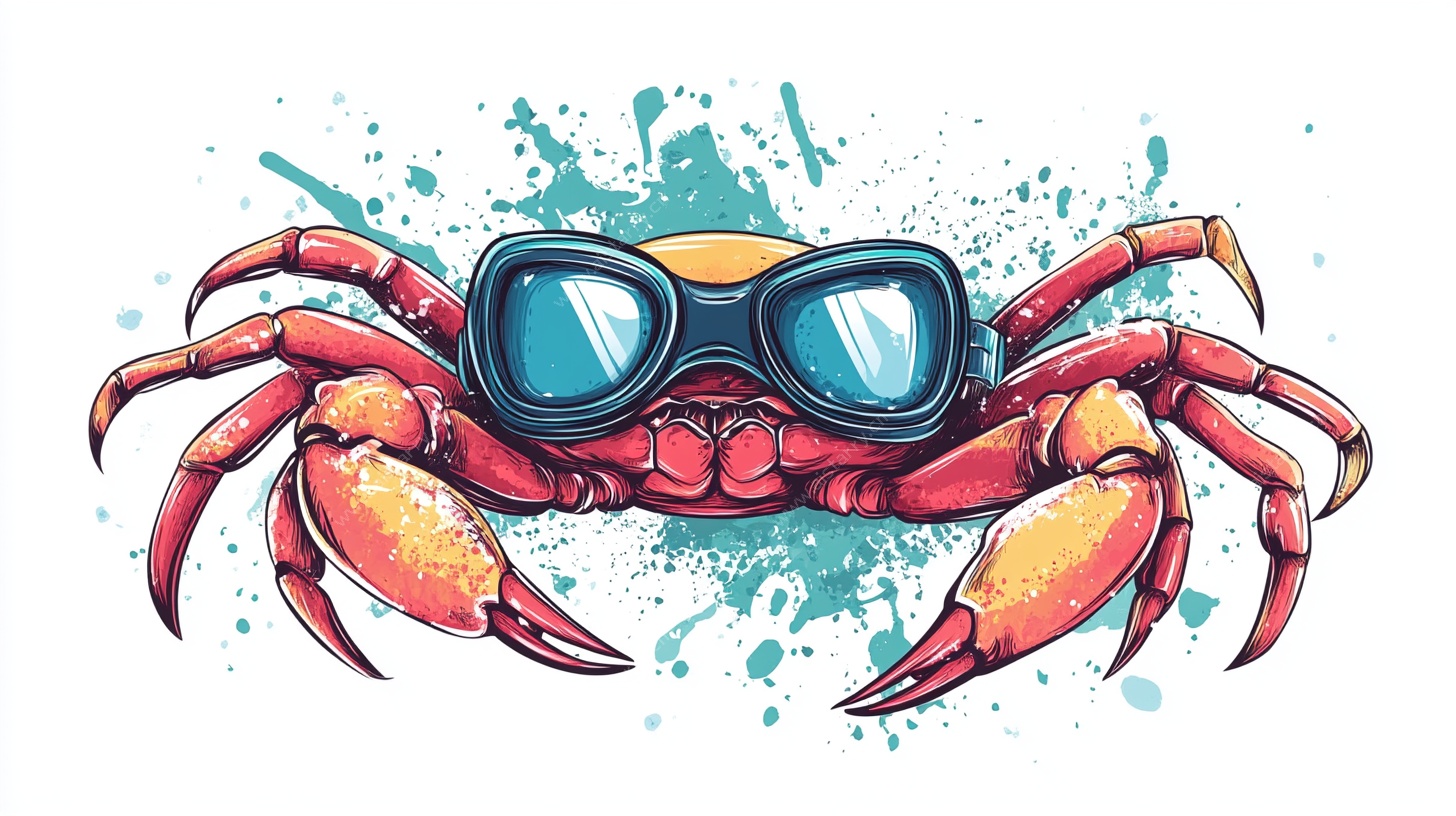 戴墨镜的螃蟹插画