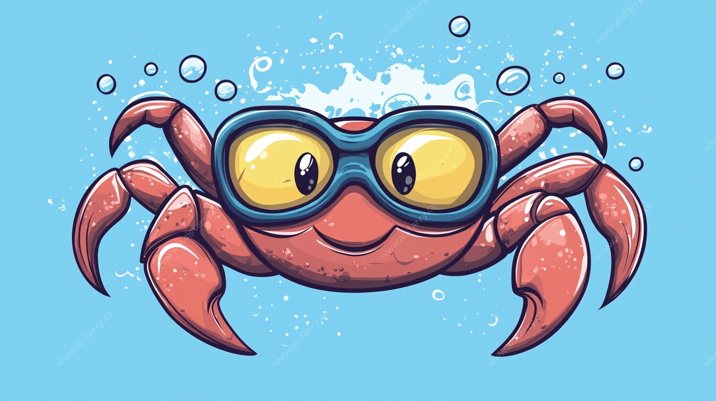 潜水螃蟹卡通插画