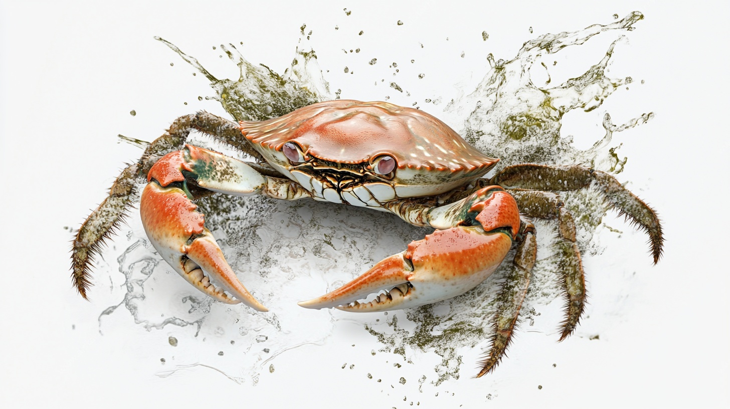 鲜活螃蟹溅起水花瞬间