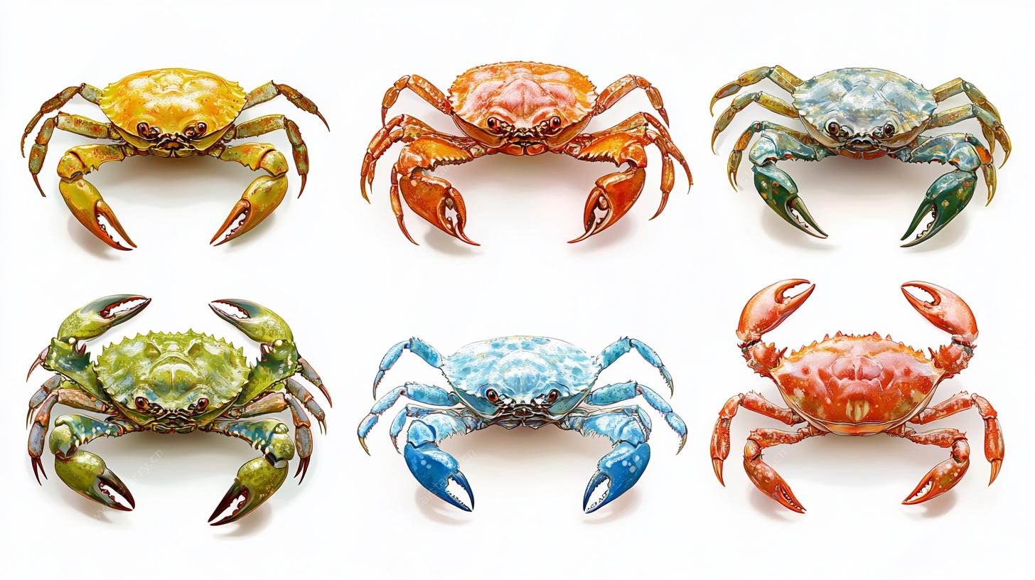 多彩螃蟹静物图