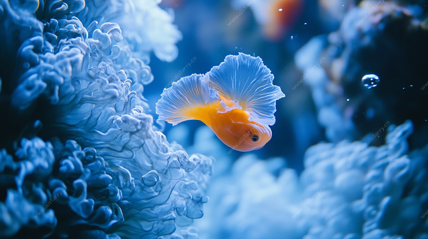 梦幻深海中的灵动金鱼
