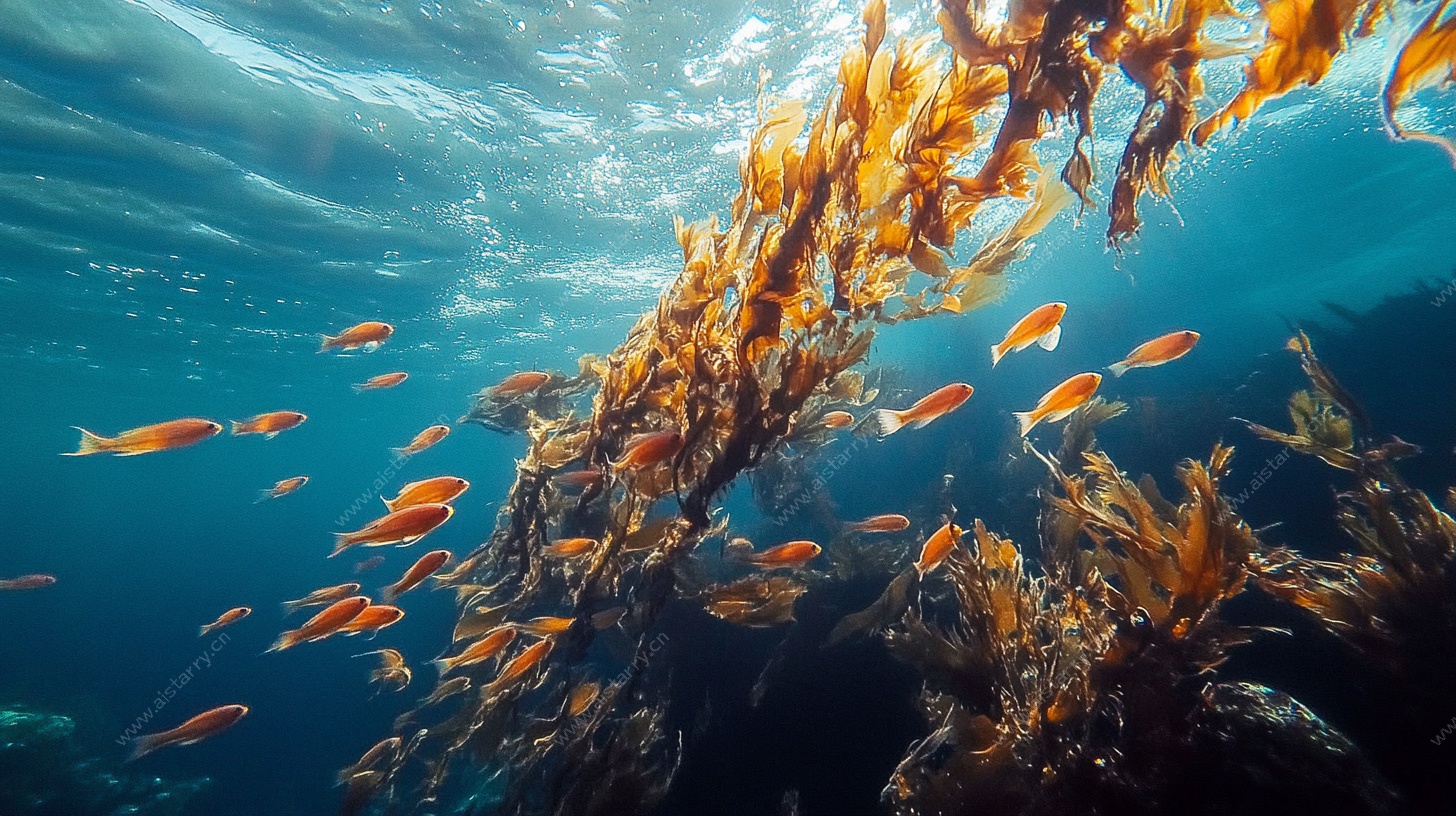 海底鱼群伴海藻共舞