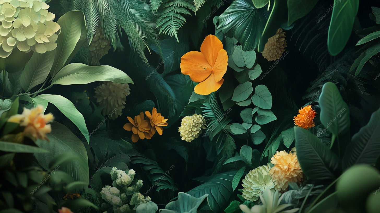 热带花卉丛林奇幻景象