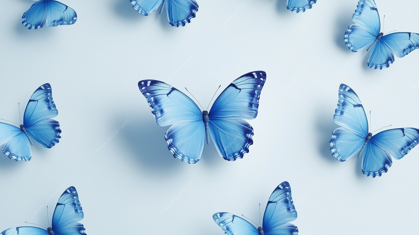 蓝色蝴蝶群的梦幻排列