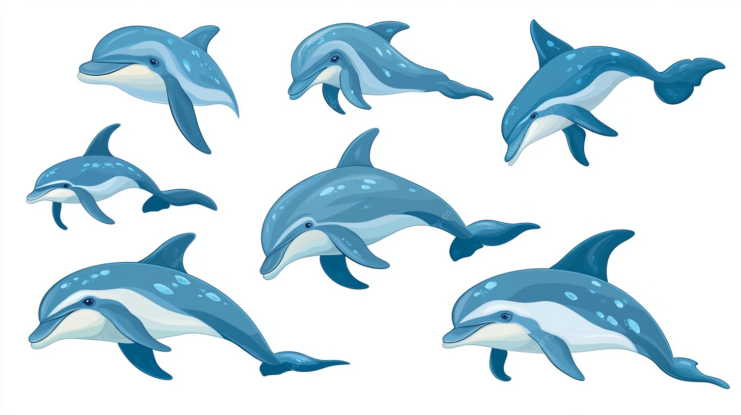 一群海豚插画
