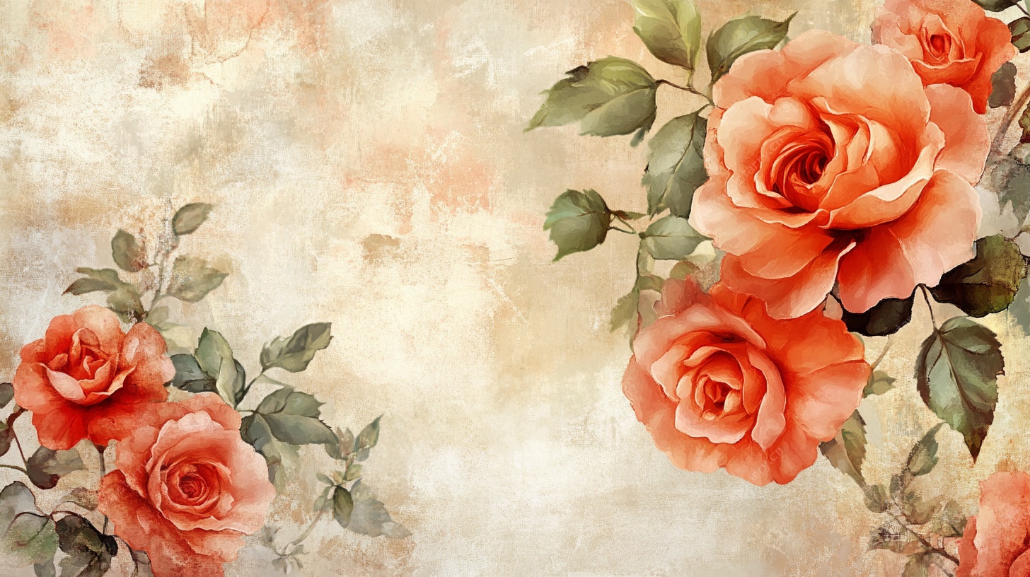 复古风橙色玫瑰装饰画