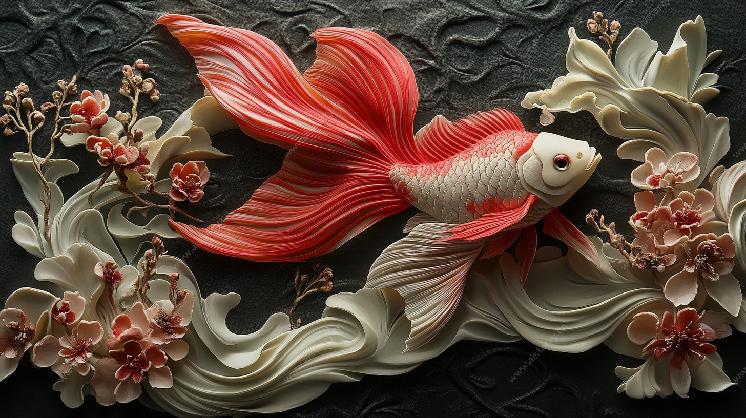 立体金鱼花卉装饰艺术