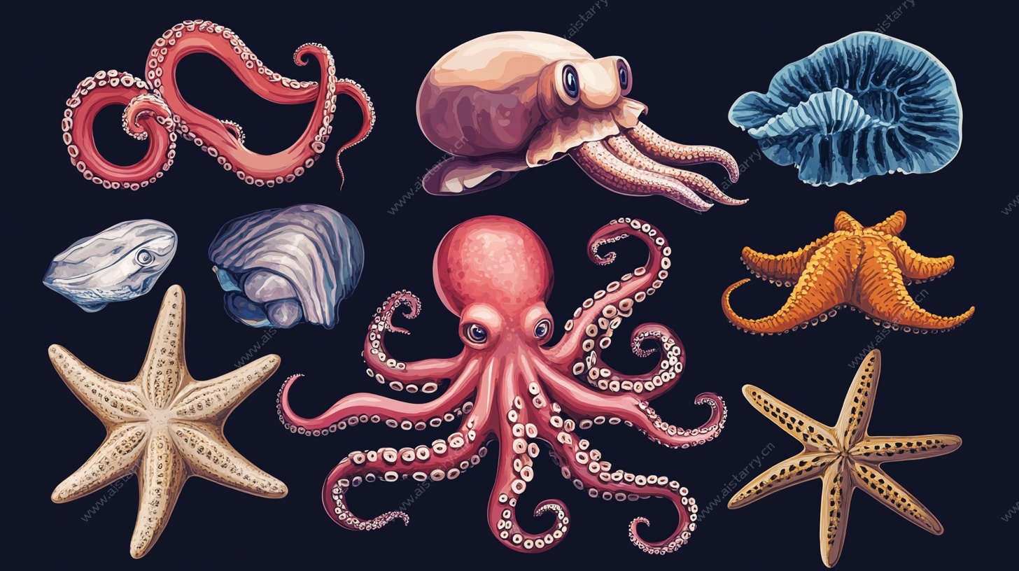 海洋生物插画集合