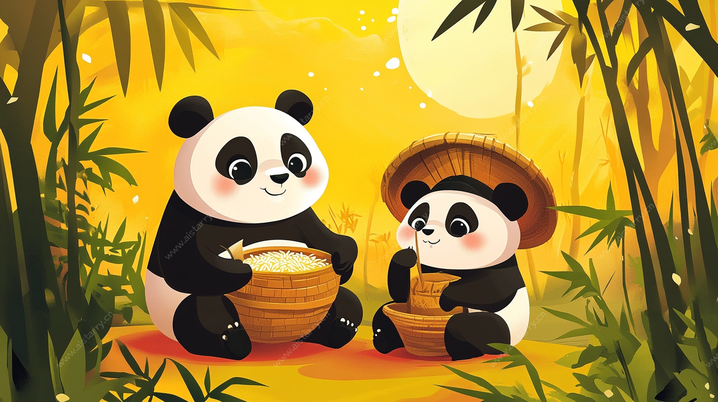 竹林熊猫享美食