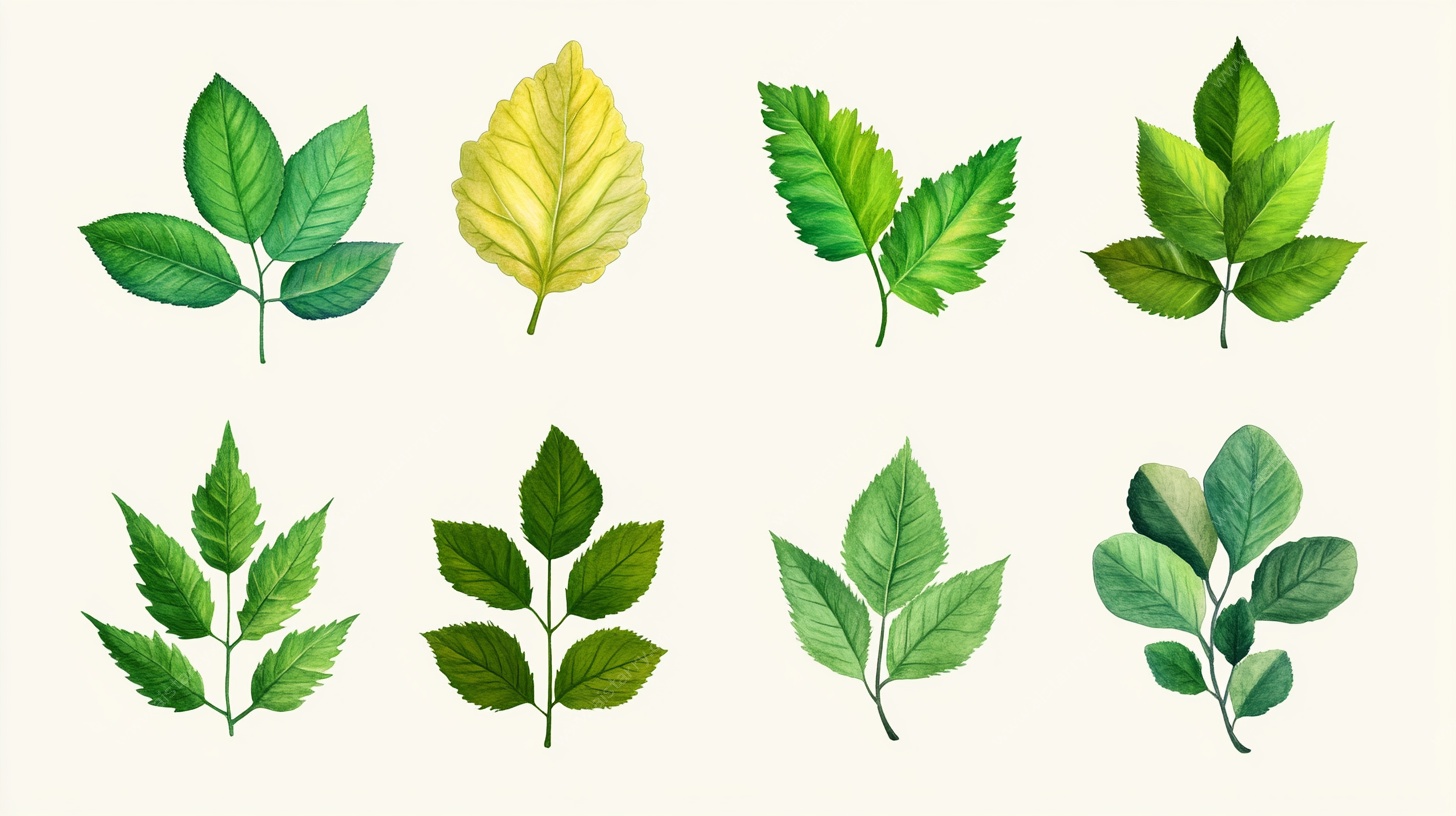 多样绿叶插画集