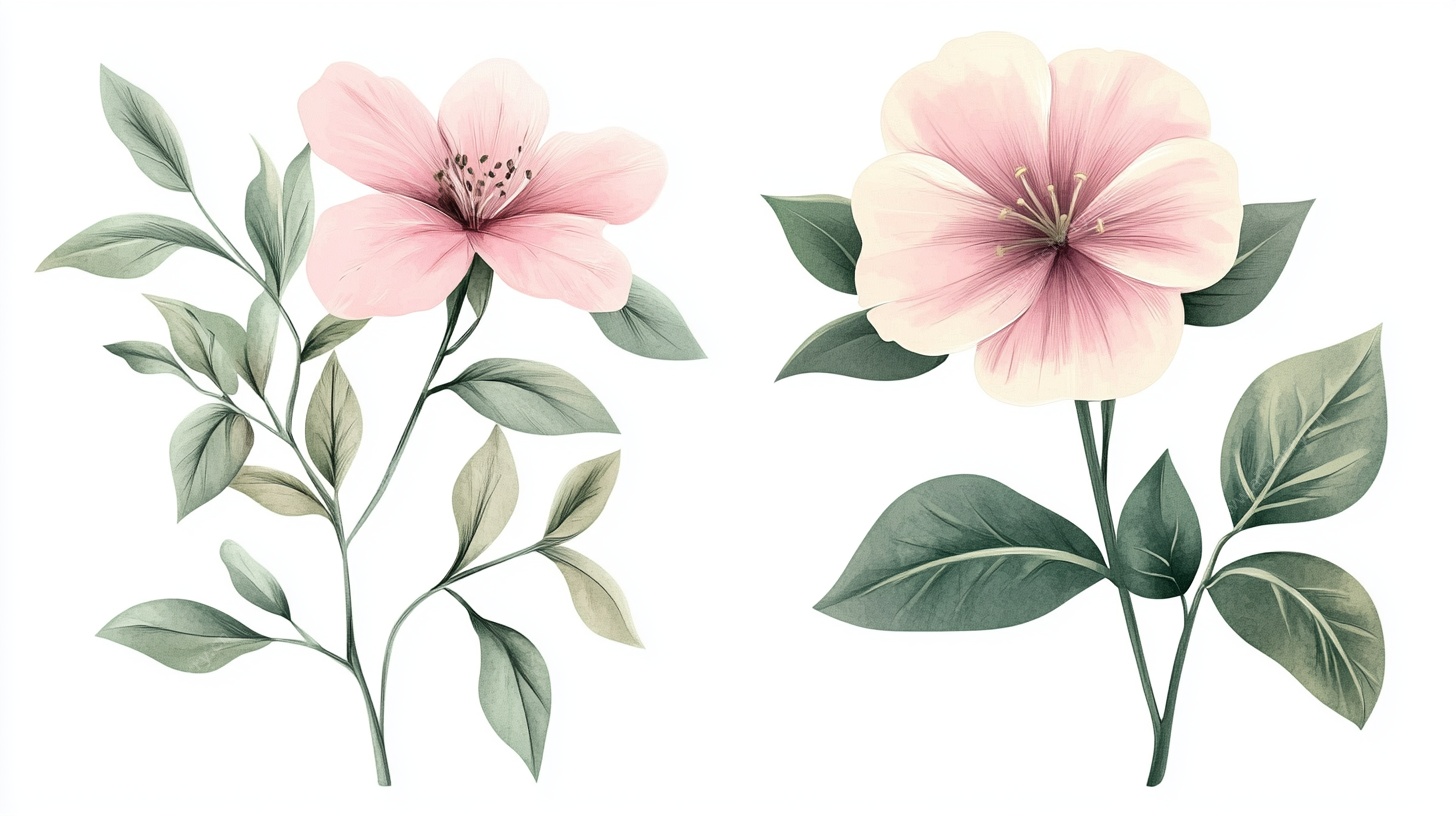 粉色花卉植物插画