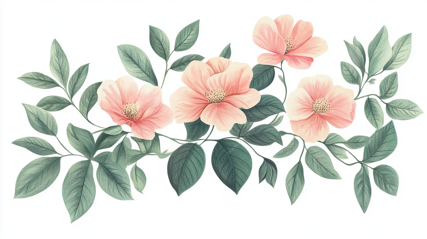 粉色花卉枝叶装饰图案