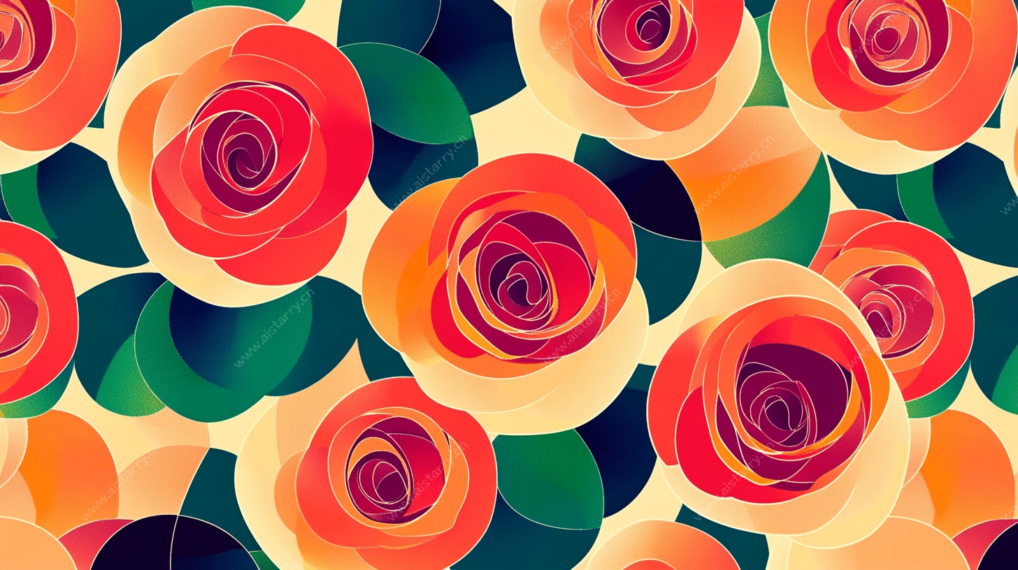 多彩玫瑰花卉图案背景