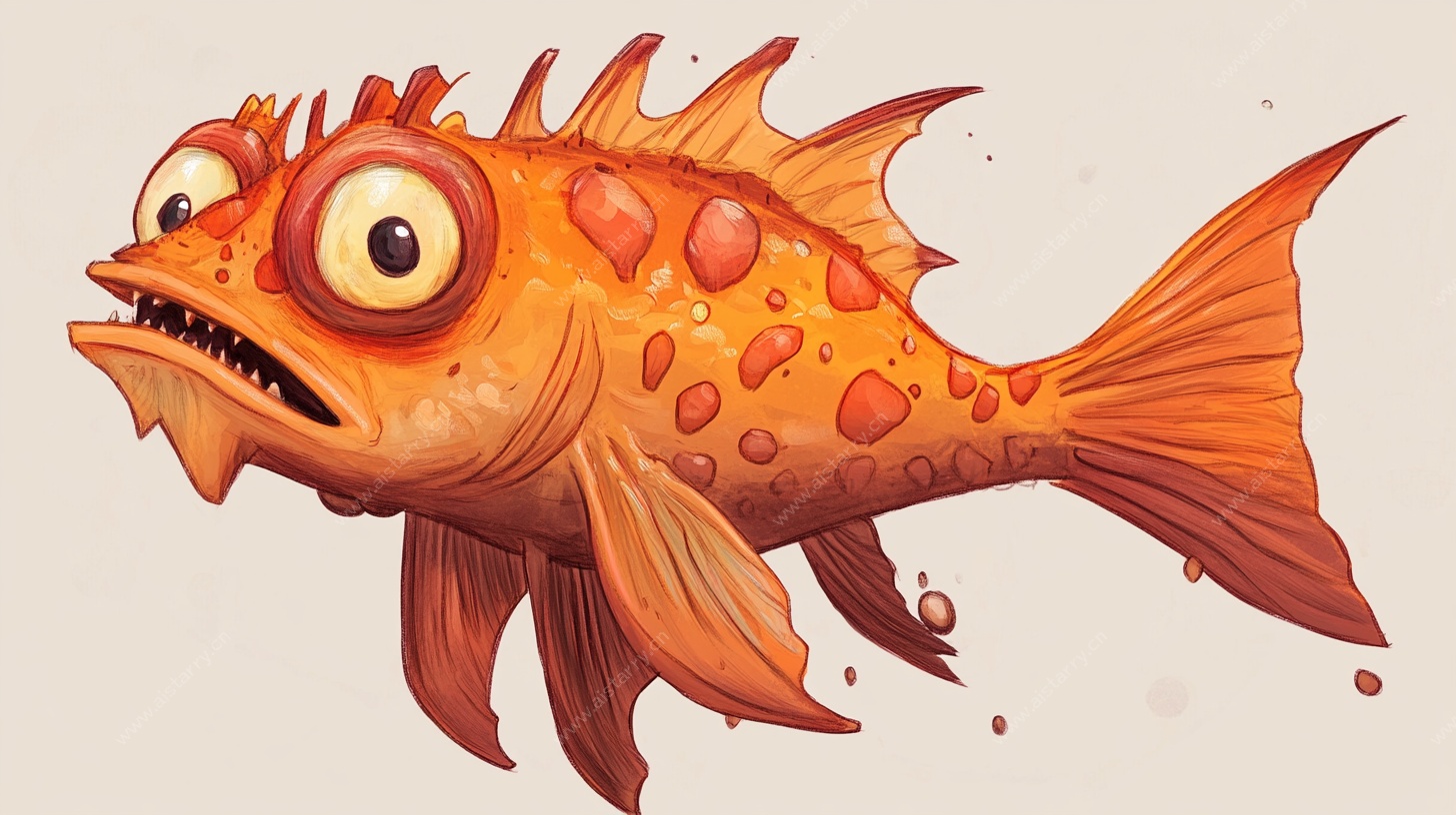 橙色斑点大眼怪鱼插画