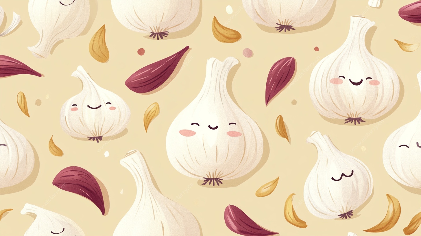 可爱大蒜卡通图案背景图