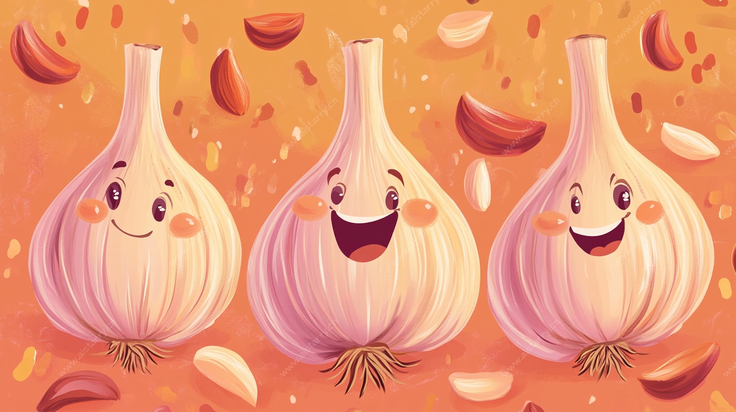 可爱大蒜卡通形象插画