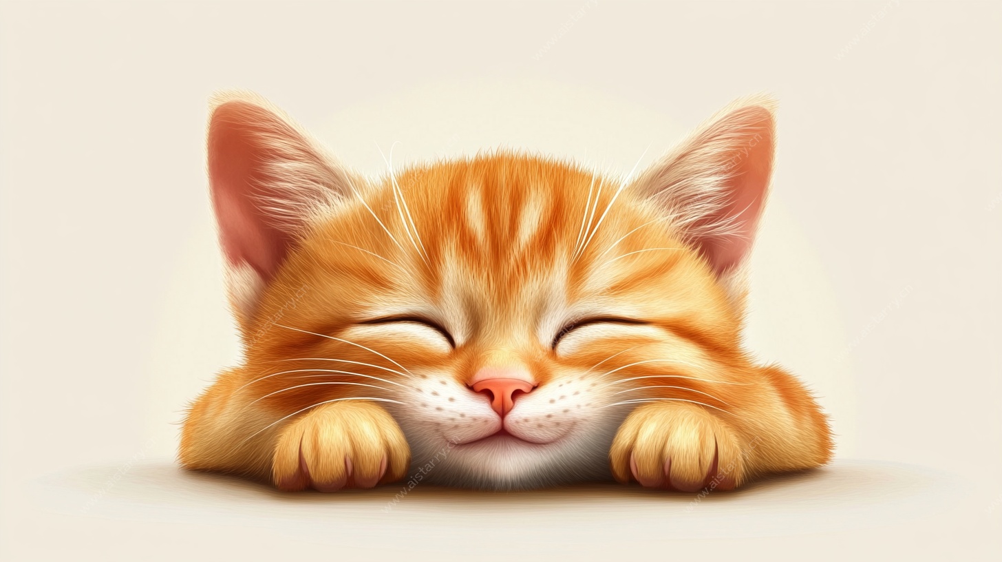 可爱橘猫惬意休憩瞬间