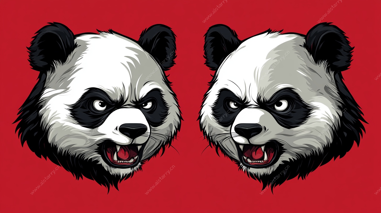 愤怒熊猫头像插画