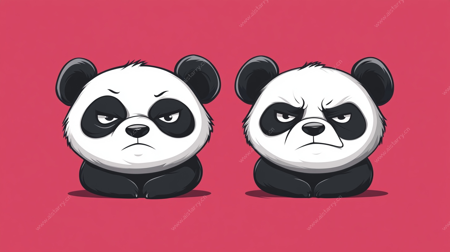 生气的卡通熊猫