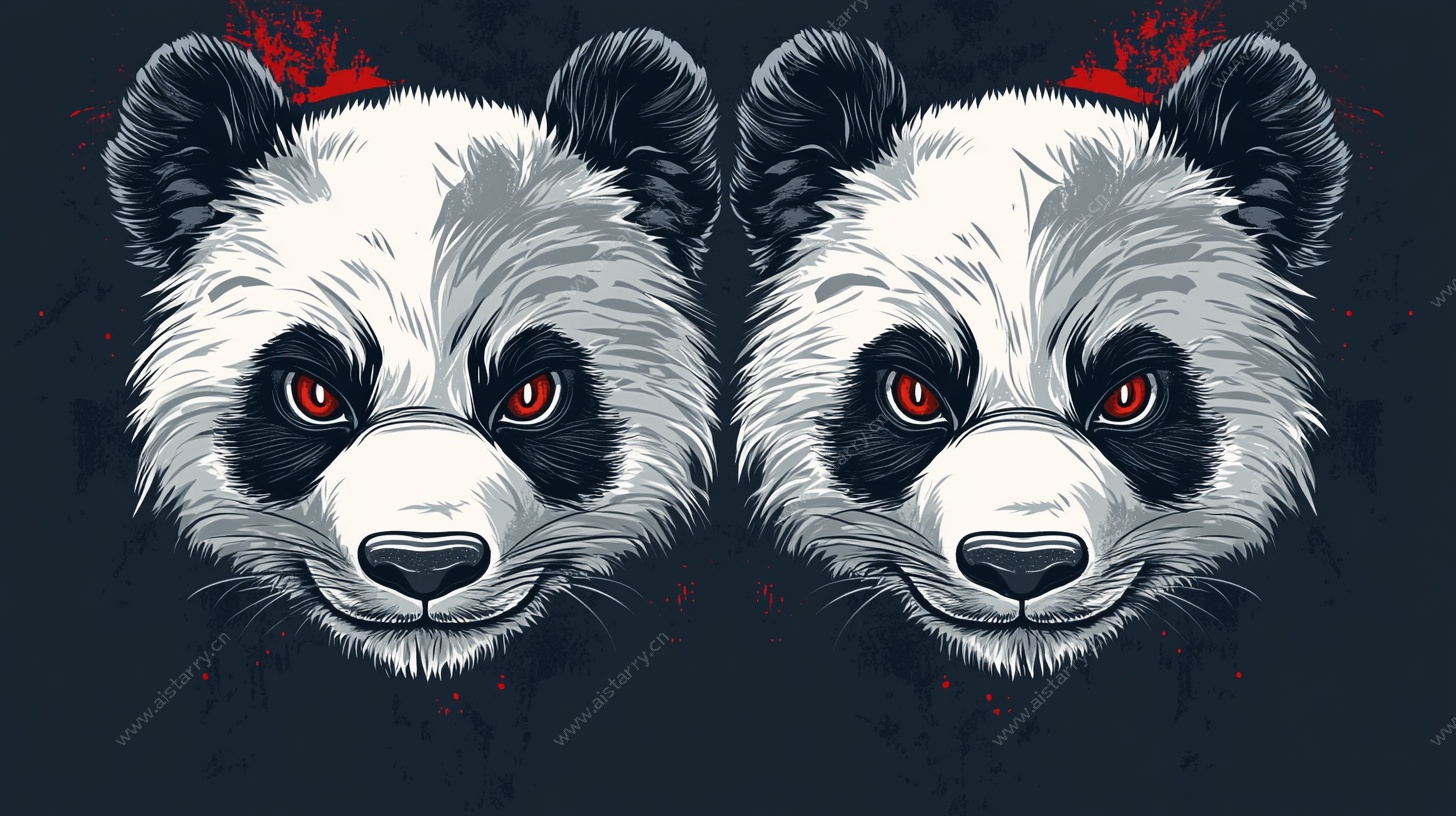 双生熊猫 神秘红眼艺术绘