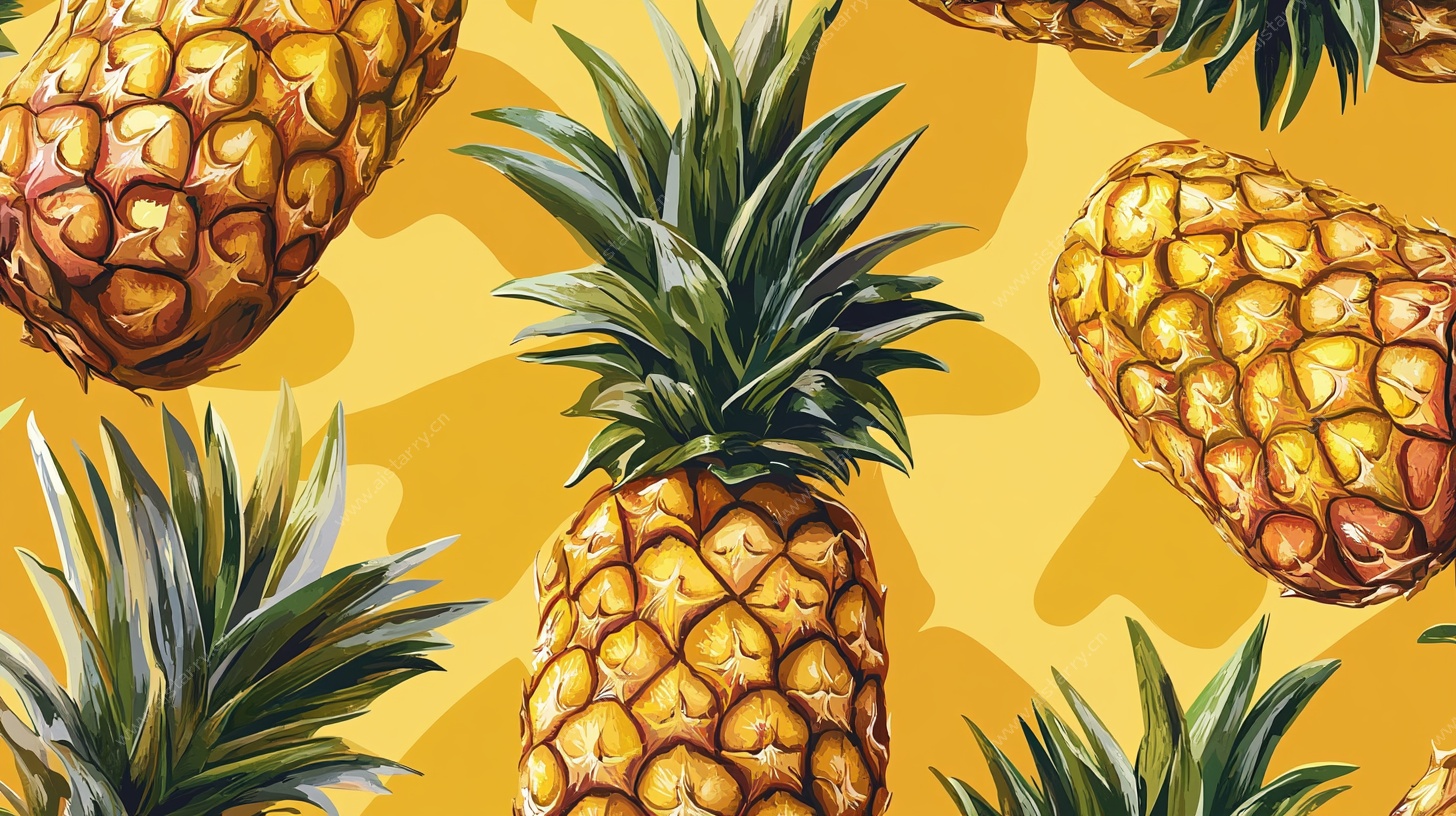 菠萝图案 活力水果插画