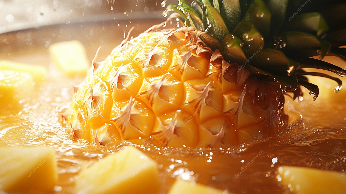 菠萝入水瞬间精彩画面