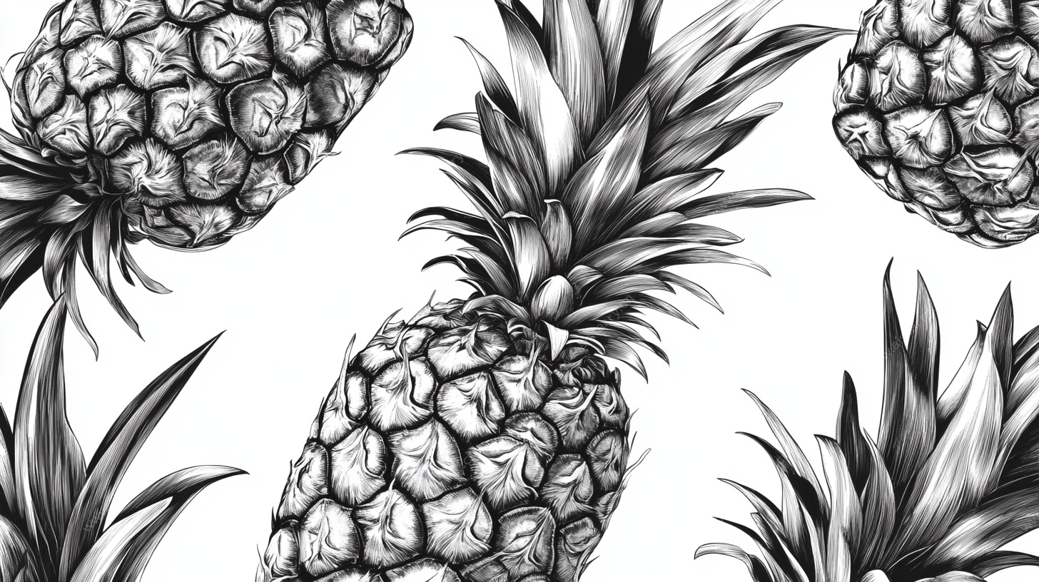 黑白菠萝无缝图案设计