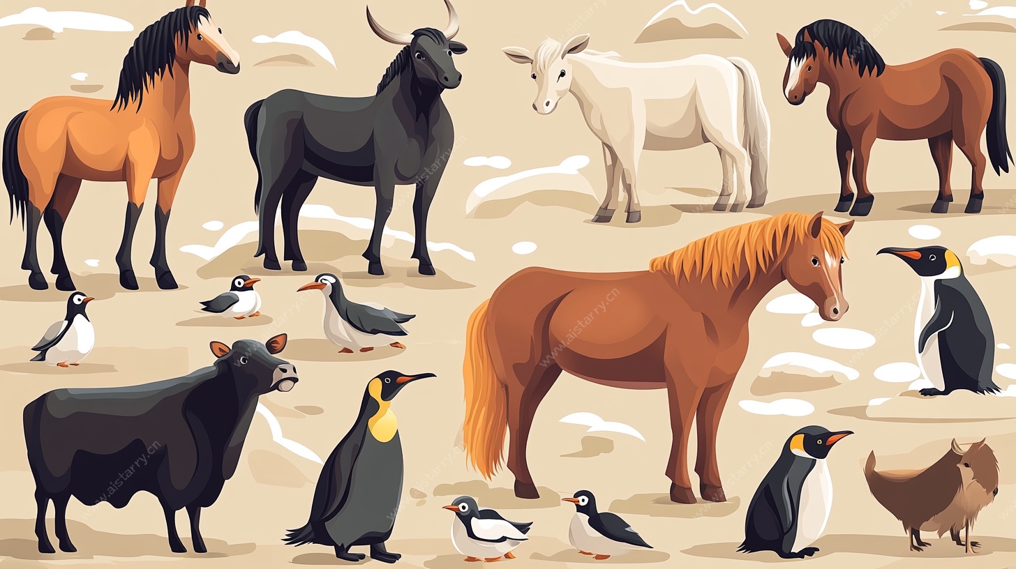 多样动物集合插画