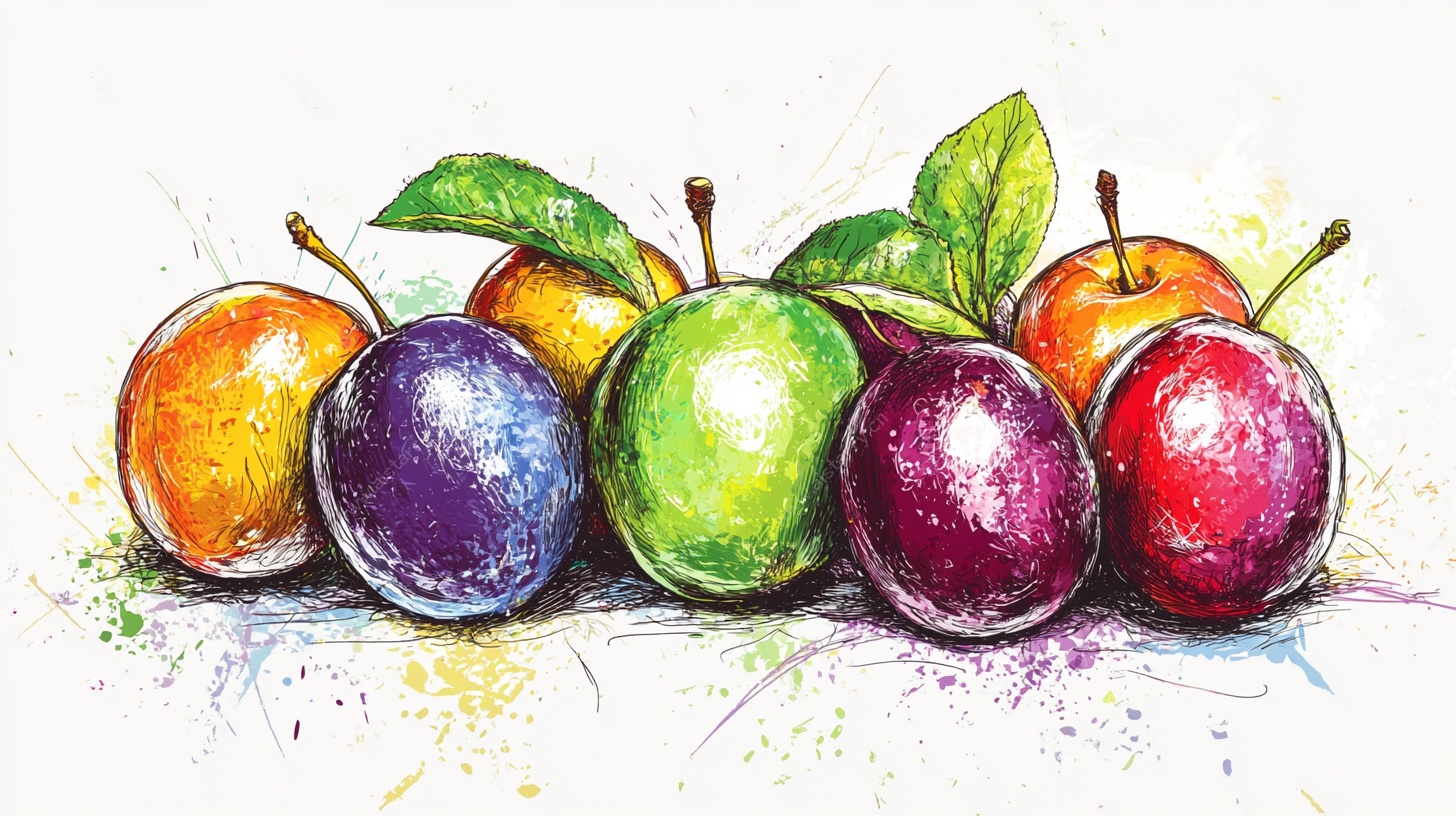 水彩绘多彩水果静物