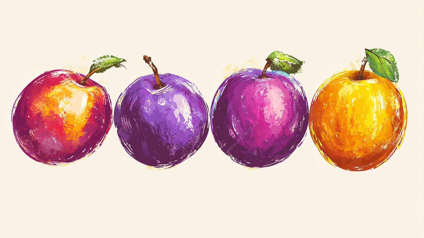 手绘多彩水果排列图