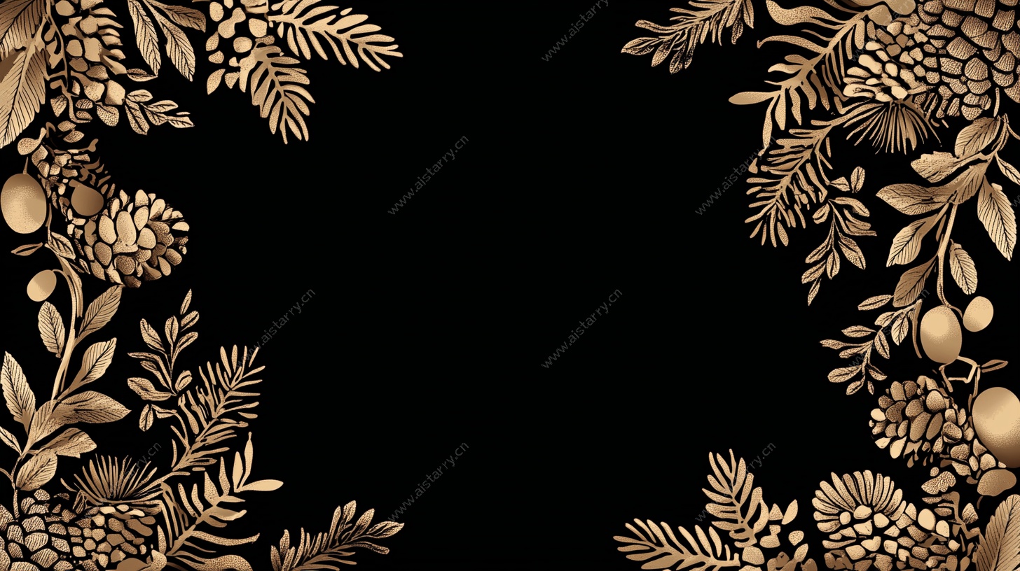 金色花卉边框装饰图案